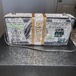 Money rhinestone clutch